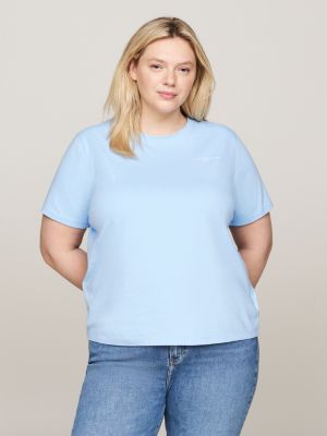 t-shirt 1985 collection curve con logo blu da donne tommy hilfiger