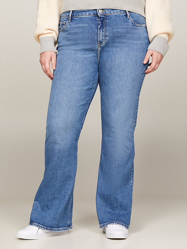 denim curve high rise bootcut jeans met fading voor dames - tommy hilfiger