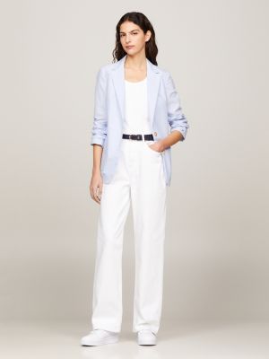 blazer monopetto regular fit a righe blu da donne tommy hilfiger