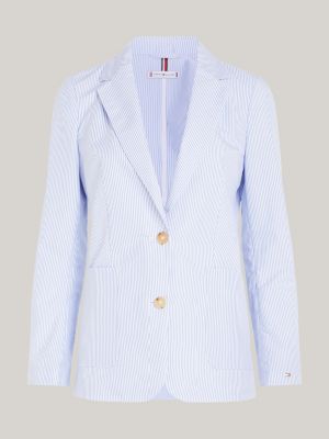 blazer monopetto regular fit a righe blu da donne tommy hilfiger