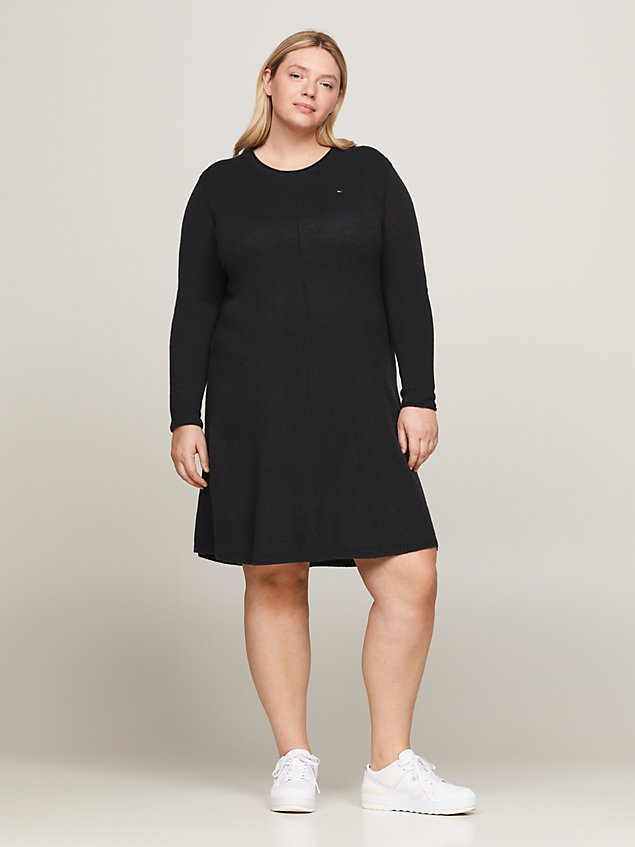 black curve soft wool jumper dress for women tommy hilfiger