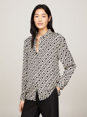 TH Monogram Print Relaxed Fit Shirt | Black | Tommy Hilfiger