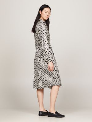 TH Monogram Belted Midi Shirt Dress | Black | Tommy Hilfiger