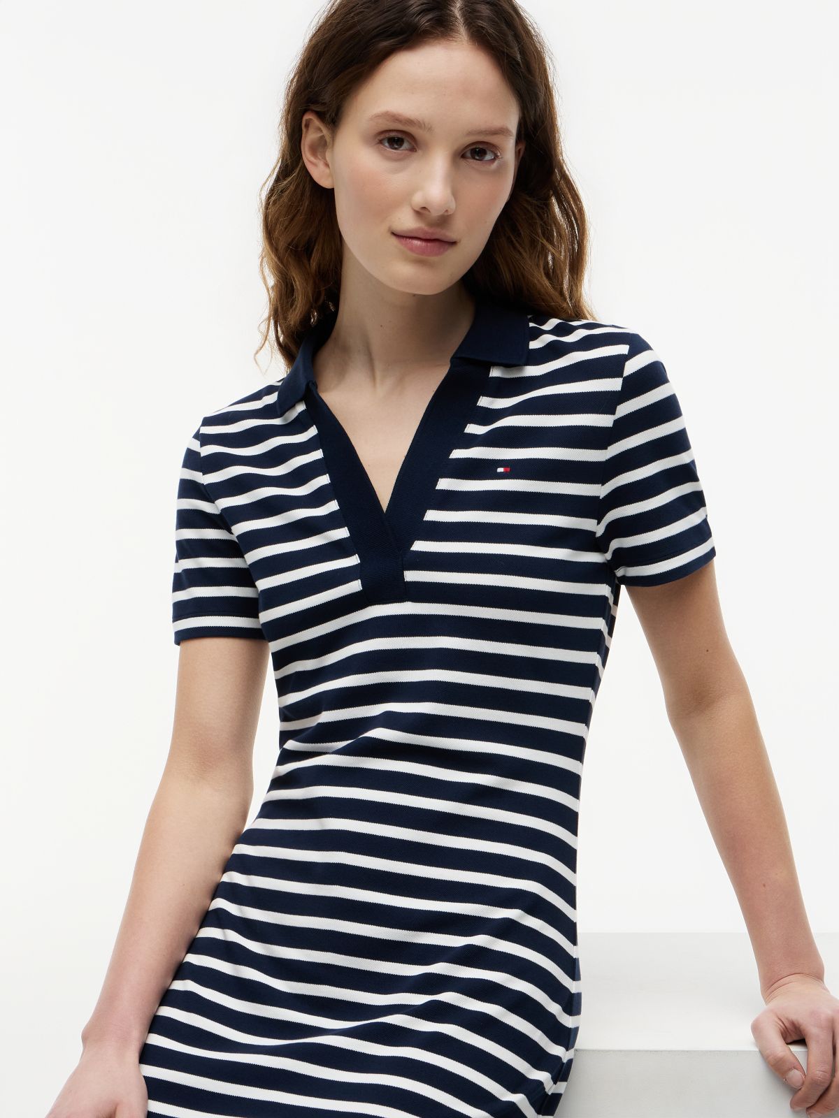 1985 Slim Mini Short Sleeve Polo Dress — Multi
