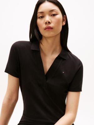 robe polo courte 1985 collection noir pour femmes tommy hilfiger