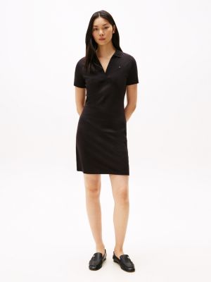 robe polo courte 1985 collection noir pour femmes tommy hilfiger