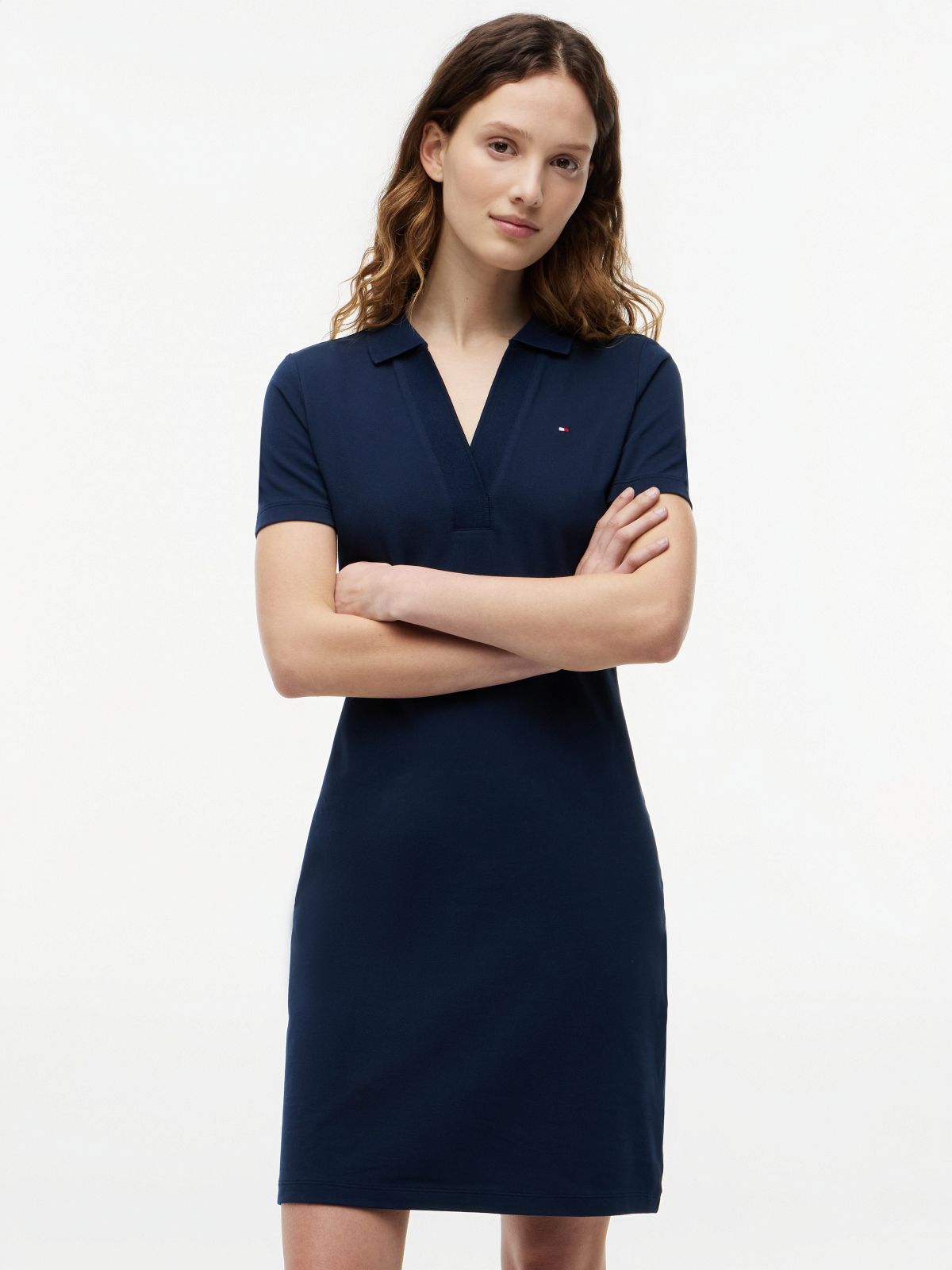 1985 Slim Mini Short Sleeve Polo Dress — Blue