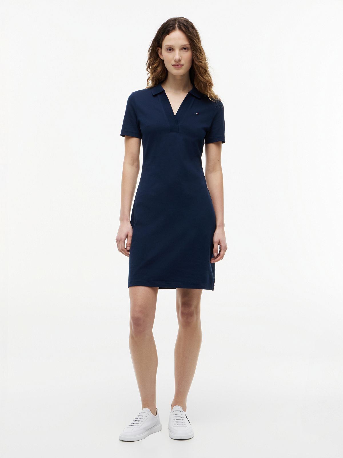 1985 Slim Mini Short Sleeve Polo Dress — Blue