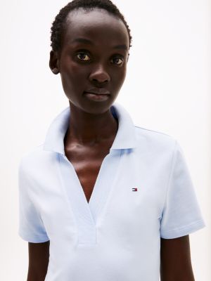 blauw 1985 slim fit mini-polojurk voor dames - tommy hilfiger