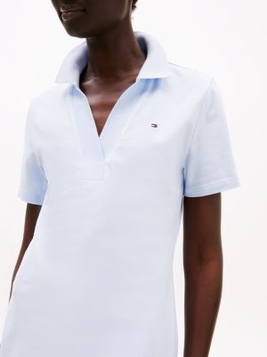 blauw 1985 slim fit mini-polojurk voor dames - tommy hilfiger