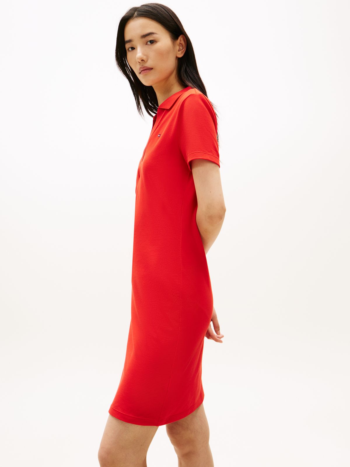 1985 Slim Mini Short Sleeve Polo Dress — Orange