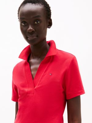 robe polo courte 1985 collection rouge pour femmes tommy hilfiger