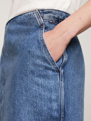 Jupe midi moulante en denim taille haute Bleu Tommy Hilfiger