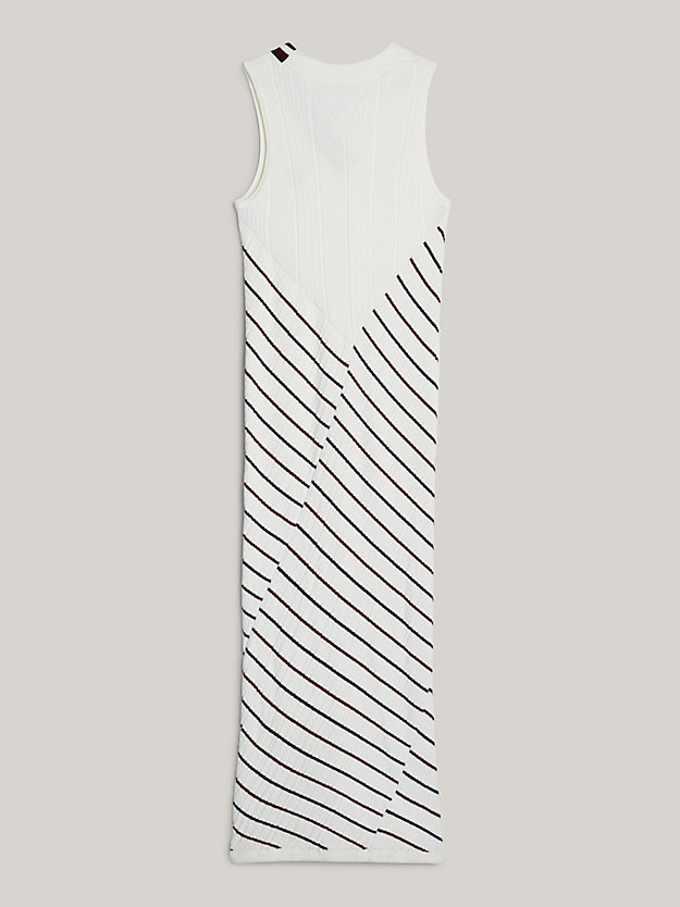 Crest Global Stripe Sleeveless Cable Sweater Dress | White Crest Global Stripe Sleeveless Cable Sweater Dress | White