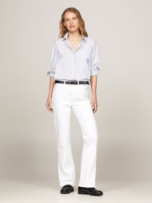 camicia oversize a righe blu da donne tommy hilfiger