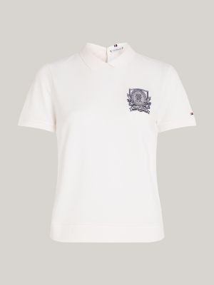 polo con stemma e monogramma th bianco da donne tommy hilfiger