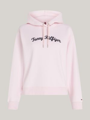 pink logo embroidery hoody for women tommy hilfiger