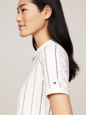 wit regular fit polo met vlagstrependesign voor dames - tommy hilfiger