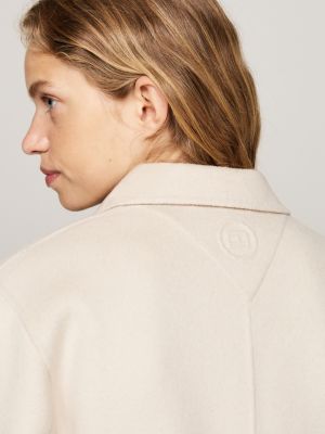 beige zweireihiger relaxed fit mantel für damen - tommy hilfiger
