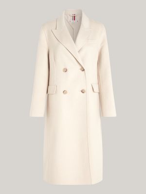 beige double breasted relaxed coat for women tommy hilfiger