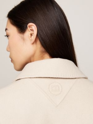 beige kurzer trenchcoat aus double face-gewebe für damen - tommy hilfiger