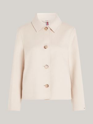 beige double faced short trench coat for women tommy hilfiger