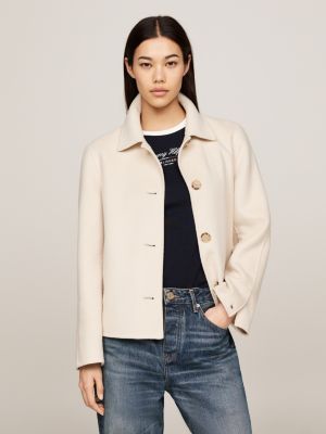 beige double faced short trench coat for women tommy hilfiger