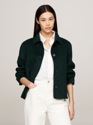 green double faced short trench coat for women tommy hilfiger