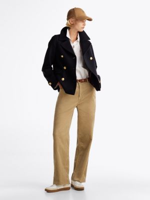 blue double faced relaxed peacoat with cashmere for women tommy hilfiger