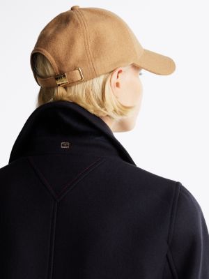 caban décontracté double face avec cachemire bleu pour femmes tommy hilfiger