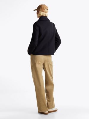 caban décontracté double face avec cachemire bleu pour femmes tommy hilfiger