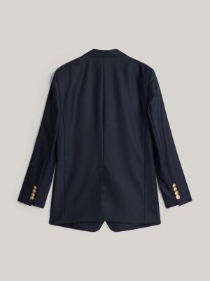 blauw relaxed fit single-breasted blazer met embleem voor dames - tommy hilfiger