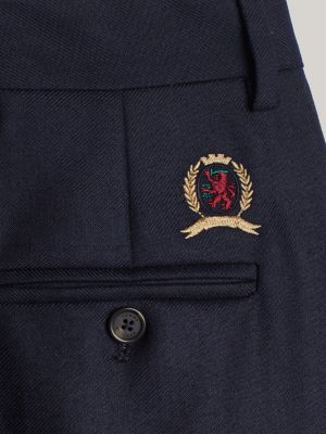 blau weite hose aus wollmix mit wappen für damen - tommy hilfiger