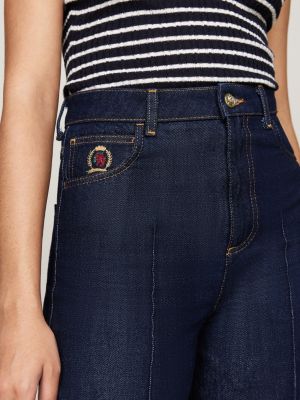 Jeans met wijde fit en geborduurd embleem Zwart Tommy Hilfiger