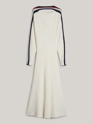 white crest relaxed alpaca-rich midi jumper dress for women tommy hilfiger