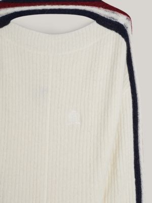 white crest relaxed alpaca-rich midi jumper dress for women tommy hilfiger