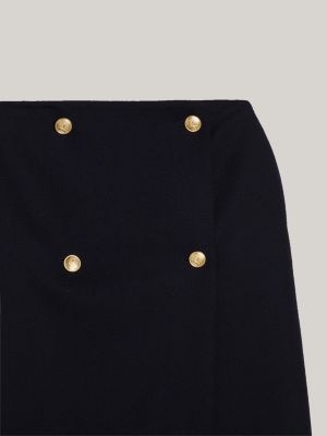 blau midi-wickelrock aus reiner wolle für damen - tommy hilfiger