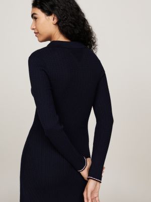 blue crest midi polo dress with cashmere for women tommy hilfiger