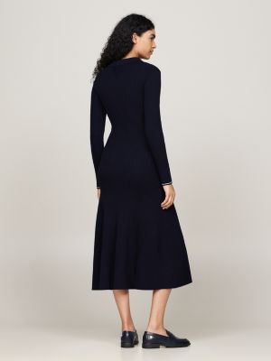 blue crest midi polo dress with cashmere for women tommy hilfiger