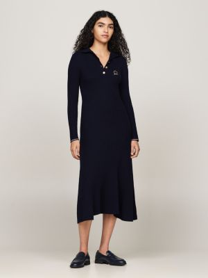 blau crest midi-polokleid mit kaschmir für damen - tommy hilfiger