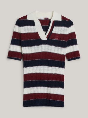 polo slim fit in misto alpaca con stemma rosso da donne tommy hilfiger