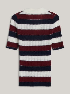 polo slim fit in misto alpaca con stemma rosso da donne tommy hilfiger