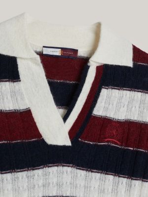 polo slim fit in misto alpaca con stemma rosso da donne tommy hilfiger