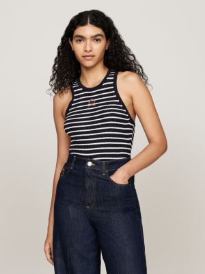 blue crest slim tank top with cashmere for women tommy hilfiger