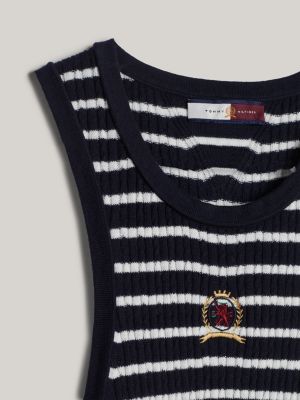 camiseta slim sin mangas con escudo azul de mujeres tommy hilfiger