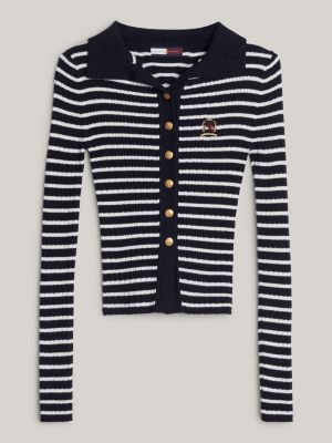 blue crest slim polo cardigan with cashmere for women tommy hilfiger