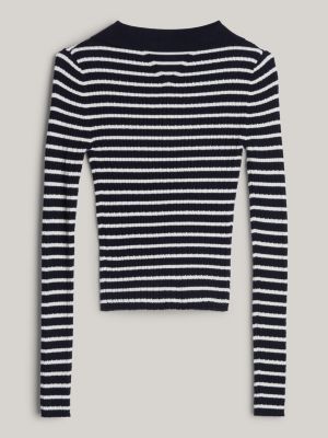 blue crest slim polo cardigan with cashmere for women tommy hilfiger