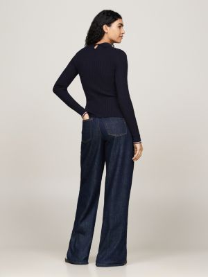 blue crest slim polo jumper with cashmere for women tommy hilfiger
