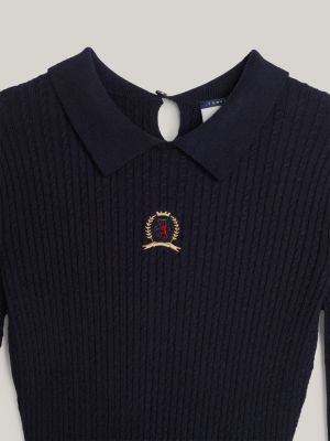 pull ajusté avec cachemire à blason bleu pour femmes tommy hilfiger