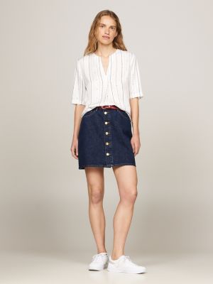 blusa con scollatura a v e maniche corte bianco da donne tommy hilfiger